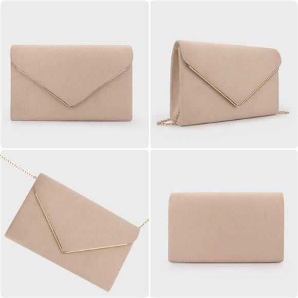 Clutch Purse - Evening Bag for Women - Velvet Suede Pleated Handbag - Picture 4 of 8